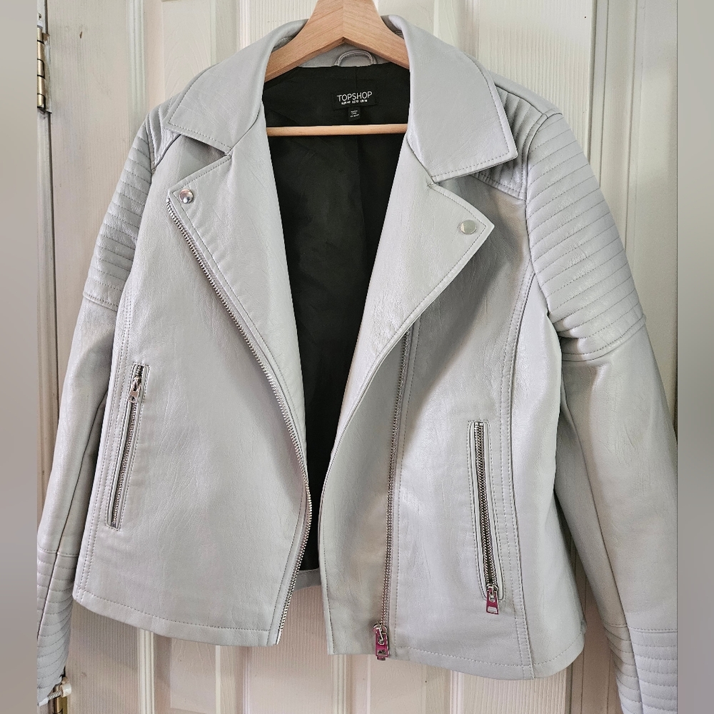 Topshop Rosa Biker Jacket Size 10 - Picture 4 of 4